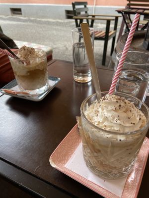 vegan iced coffee with ice cream and whipped cream 💖 at Kavarna Bodi in Ptuj