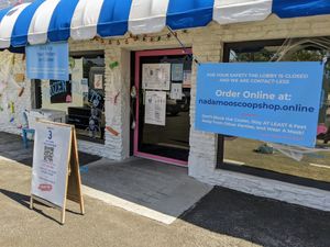 Social distancing done well. at NadaMoo! Scoop Shop in Austin