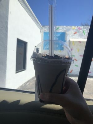 Loaded chocolate cookies and cream shake, super yummy at NadaMoo! Scoop Shop in Austin
