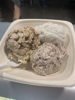 3 scoops - cookies n cream, vanilla bean, s’mores   at NadaMoo! Scoop Shop in Austin