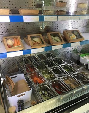 Organic Salad, healthy grab and go, plant based compostable packaging  at Juice Cafe in Tamarindo