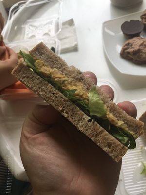 Curried chickpea/garbanzo sandwich  at Juice Cafe in Tamarindo