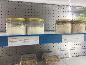 Clear labelling make it easy to pick food to eat  at Juice Cafe in Tamarindo