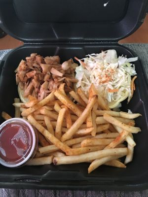 BBQ jackfruit, coleslaw and fries. All are Vegan at CUFF in Glendale