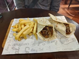 Wrap with fries at Luz y Sal in Cuenca