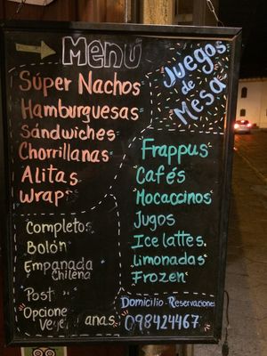 Menu at Luz y Sal in Cuenca