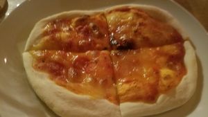 pizza with non-dairy tofu cheese at Bruntons in Yokohama