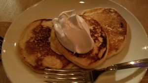 beer pancakes with soy whipped cream at Bruntons in Yokohama