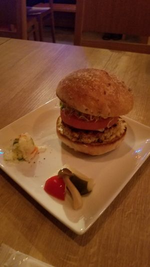 tofu hamburger at Bruntons in Yokohama