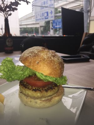 Burger. YUM!!! at Bruntons in Yokohama