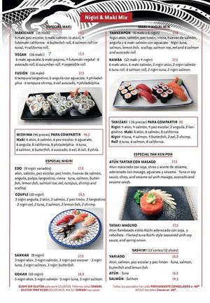 Current menu, with vegan options clearly labelled at Yan Ken Pon - La Latina in Madrid