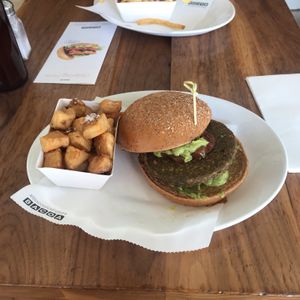 Gran vegana burger and wedges  at Bacoa - Kiosko in Barcelona