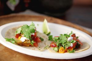 sweet potato and zuchinni tacos at Grizzly Tacos in Bratislava