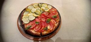 Tasty vegan pizza. You can choose 2 out of 5 toppings. at Shiro Cafe in Tokyo