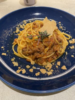 Vegan spaghetti bolognese at Shiro Cafe in Tokyo