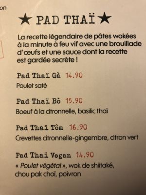 Vegan pad Thai  at Hanoi Ca Phe in Lyon