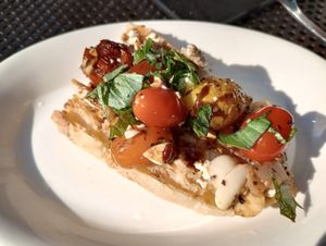 Vegan Ricotta Caprese Toast at Pastabilities in Syracuse