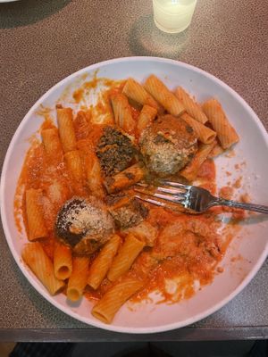 Pink Vodka Cream w/ Impossible Meatballs  at Pastabilities in Syracuse