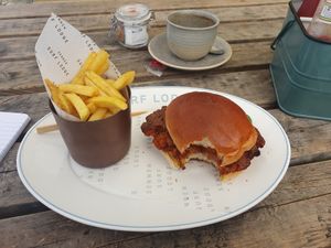 Chickpea burger at Surf Beach Bar in Sennen