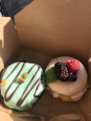 Chocolate pistachio and lemon raspberry, both gluten free at VEERA in Missoula