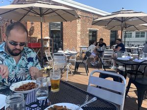 The beautiful second floor patio dining area overlooking the Hudson River.  at Sambal Thai & Malay in Irvington