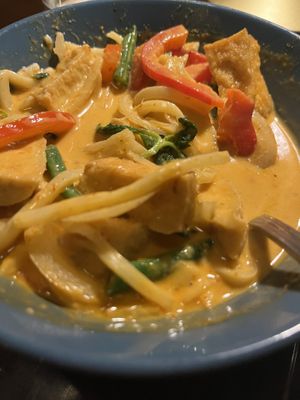 Red Curry with added tofu   at Sambal Thai & Malay in Irvington