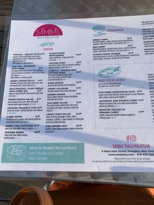 Menu at Sambal Thai & Malay in Irvington