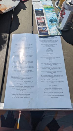 The menu at The Pierhead Tavern in Isle Of Arran