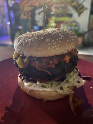 Vegan burger  at Mad Irie in Crete