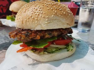 The vegan burger at Mad Irie in Crete