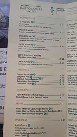 Menu at Oleoteca Bartolomei l'Olio Orvieto con Cucina in Orvieto