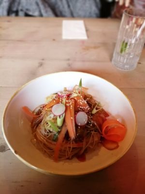 Salt and pepper tofu and noodles at Hell Below in Carlisle