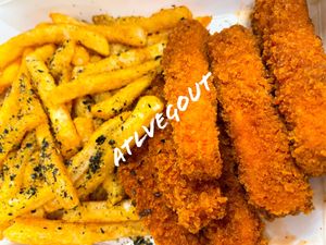 Tofu tenders with fries   at Ponko Chicken in Atlanta