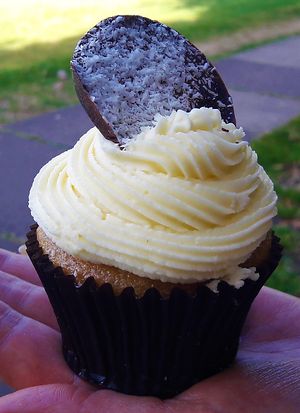 Coconut cupcake at Riverside Deli in Nelson