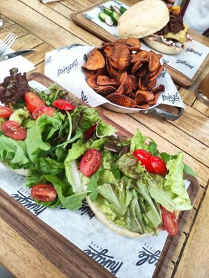 Avocado toast and sweet potatoe fries at Mingle Cafe in Larnaca