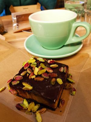 Pistacchio Chocolate Tart at Mingle Cafe in Larnaca