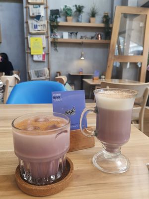 Iced Beetroot Latte & Beetroot Latte at Mingle Cafe in Larnaca