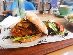 Vegan BBQ (Jackfruit Burger) at Mingle Cafe in Larnaca