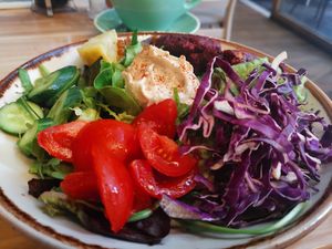 Vegan Burger as a salad at Mingle Cafe in Larnaca