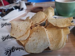 Taro Chips 🤤 at Mingle Cafe in Larnaca