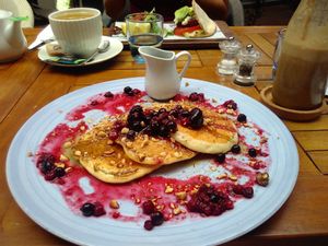 Vegan Pancakes at Mingle Cafe in Larnaca
