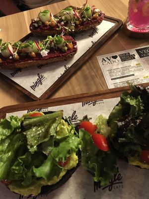 Smashed avocado bun and beetrot sandwich (vegetarian version with feta) at Mingle Cafe in Larnaca