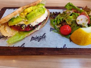 Vegan burger at Mingle Cafe in Larnaca