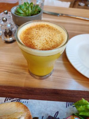 Turmeric latte at Mingle Cafe in Larnaca