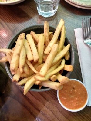 Chips with house chilli sauce (ask for it!) #Veganuary at Teta's Lebanese Kitchen in North West London