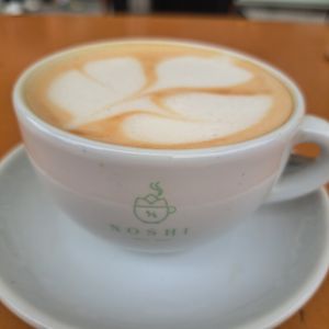 Oat latte at Noshi Coffee in Porto