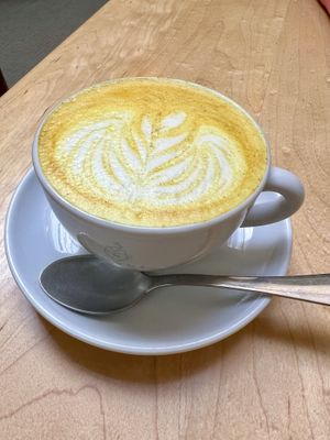 Golden latte  at Noshi Coffee in Porto