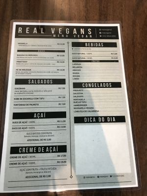 Menu 2 at Real Vegans - Cozinha Veganaa in Sao Paulo