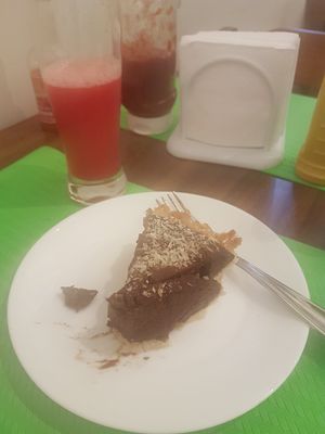 Sobremesa + suco de melancia at Real Vegans - Cozinha Veganaa in Sao Paulo