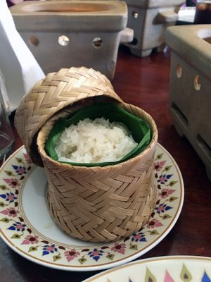 Khao Niaw; Steamed sticky rice at Thai Emerald in Evesham
